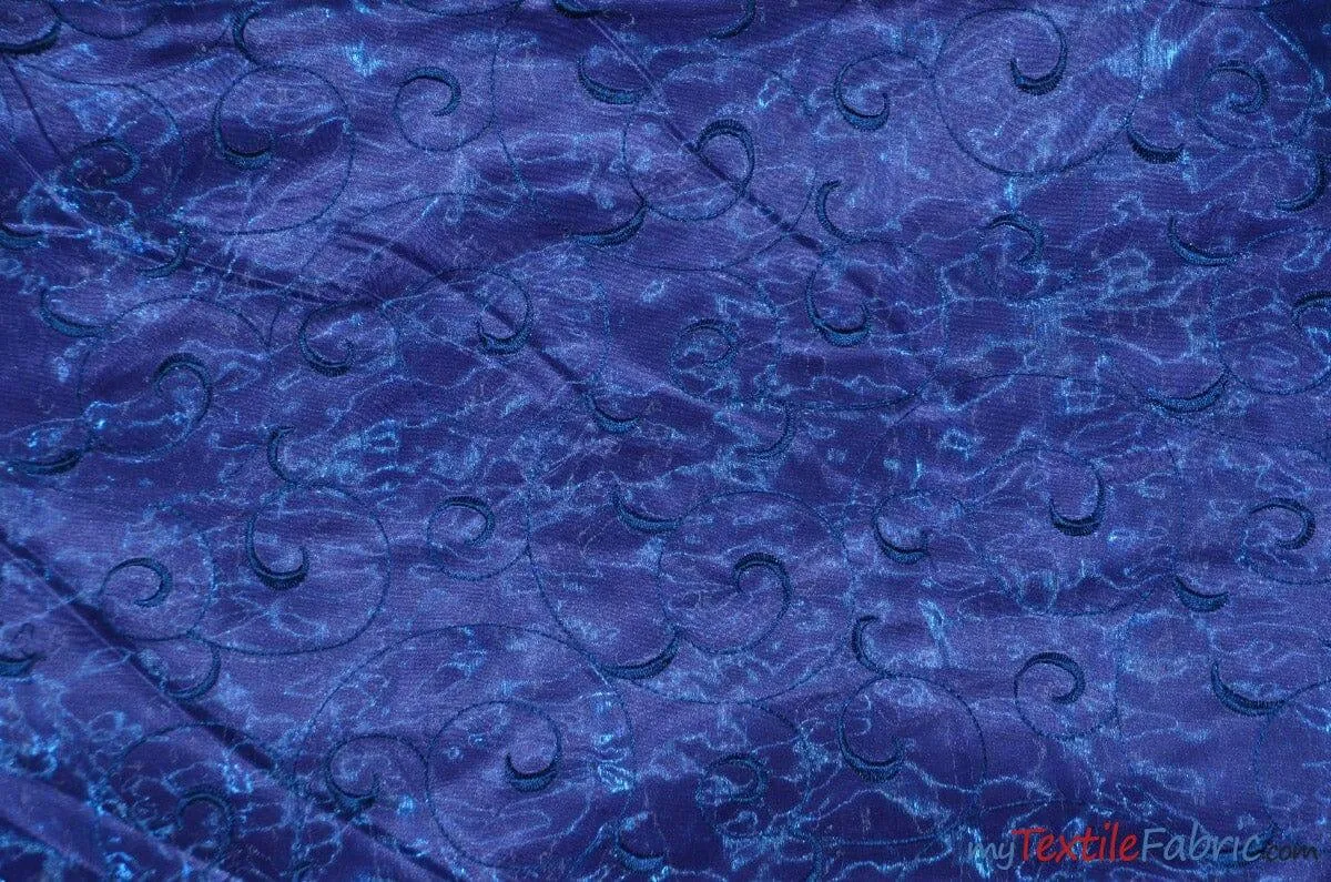 Swirl Organza Fabric | Embroidered Swirl Sheer | 54" Wide | Multiple Colors |
