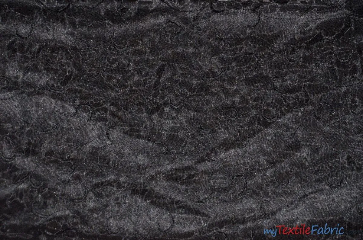 Swirl Organza Fabric | Embroidered Swirl Sheer | 54" Wide | Multiple Colors |