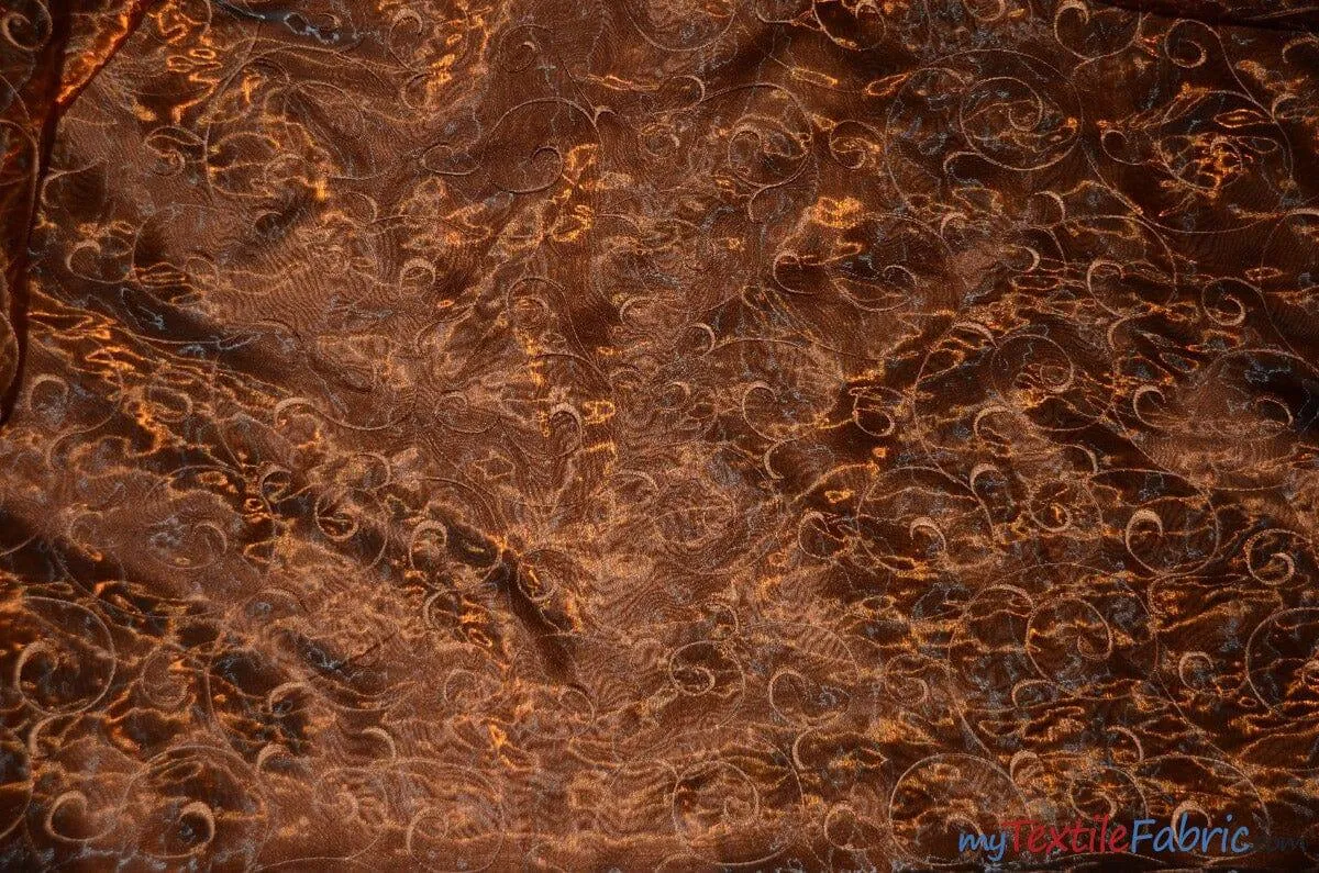 Swirl Organza Fabric | Embroidered Swirl Sheer | 54" Wide | Multiple Colors |