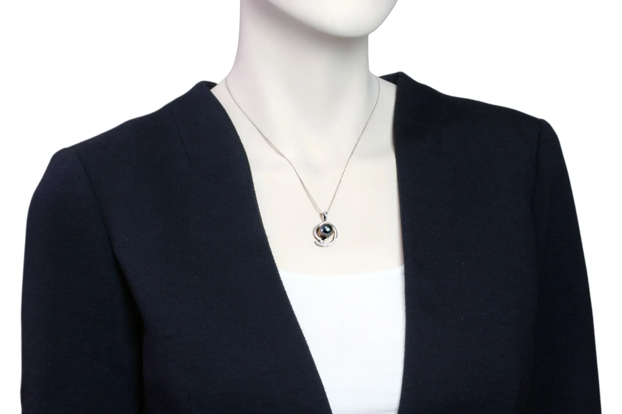 Tahitian pearl pendant - Silver - Circle of Life