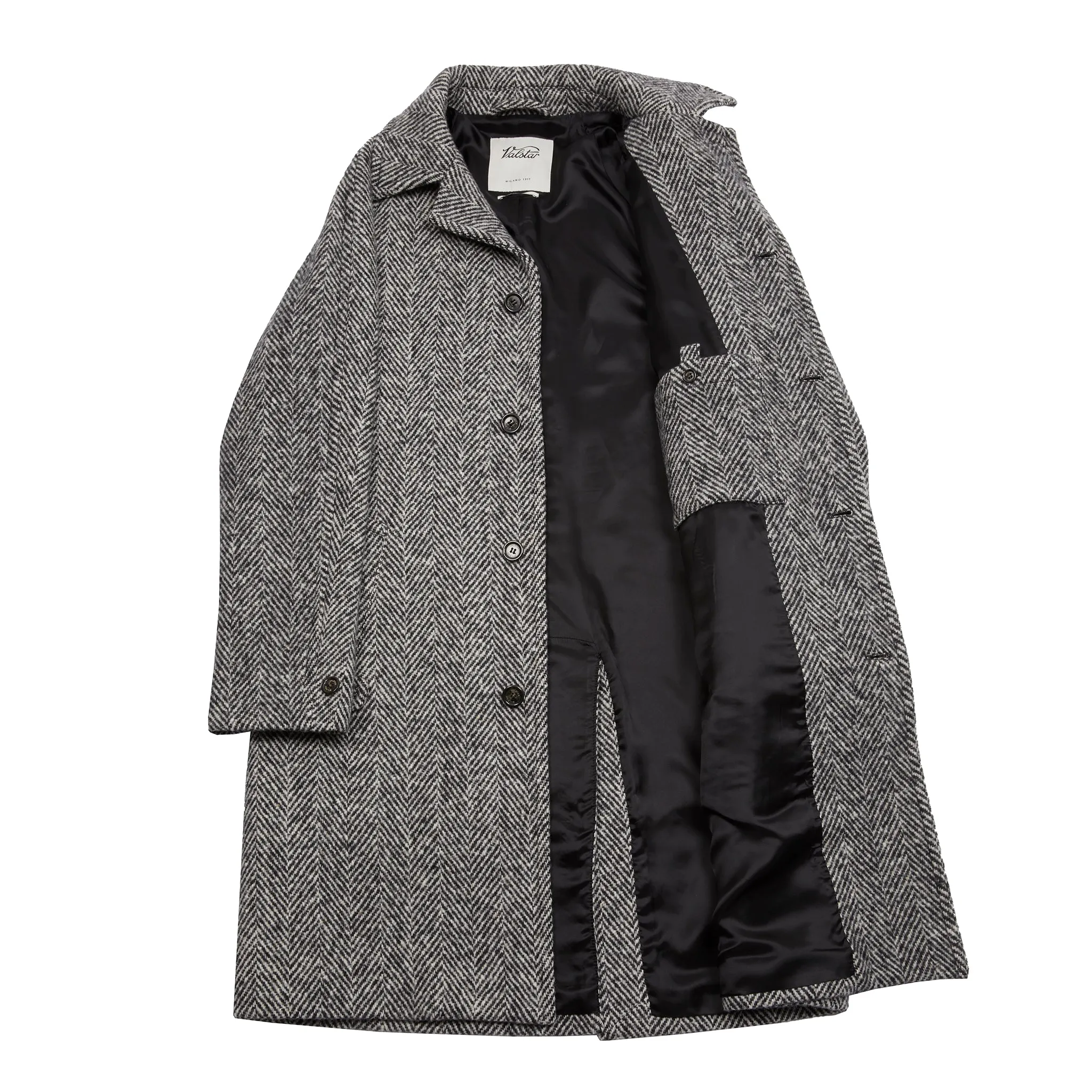 Valstar Wool Overcoat in Grey Herringbone