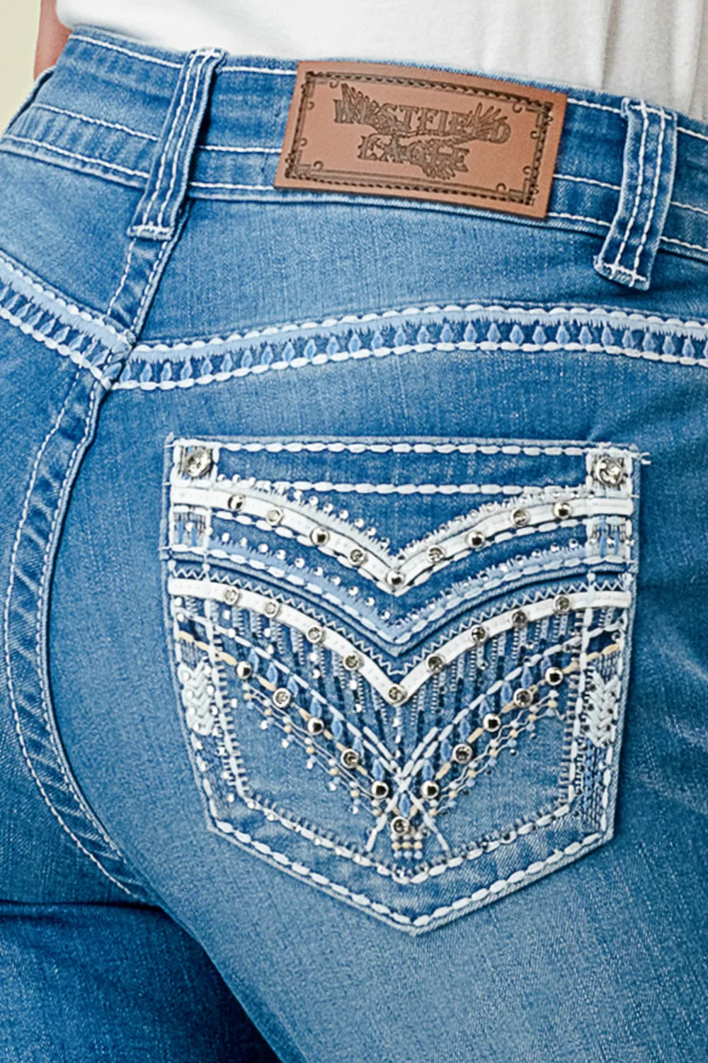 WB-13 STRAIGHT EMBROIDERED STRETCHY WOMEN'S BLING JEANS - WESTFIELD EAGLE