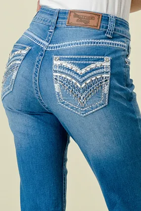 WB-13 STRAIGHT EMBROIDERED STRETCHY WOMEN'S BLING JEANS - WESTFIELD EAGLE