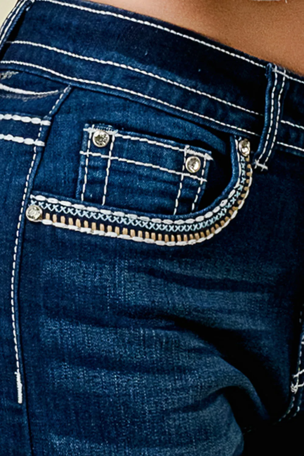 WB-31 STRAIGHT EMBROIDERED & STRETCHY WOMEN'S BLING JEANS - WESTFIELD EAGLE
