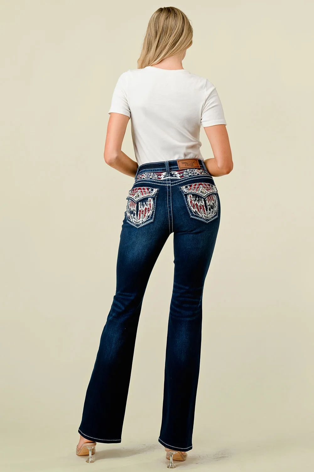 WT-701 BOOTCUT EMBROIDERED STRETCHY WOMEN'S BLING JEANS - WESTFIELD EAGLE