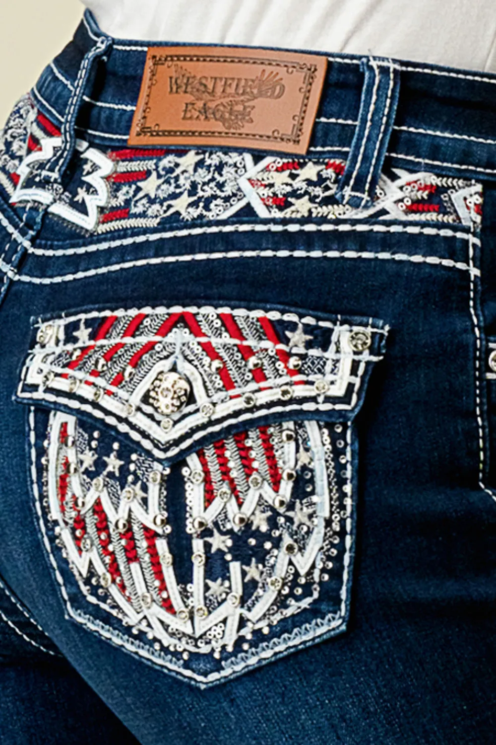 WT-701 BOOTCUT EMBROIDERED STRETCHY WOMEN'S BLING JEANS - WESTFIELD EAGLE