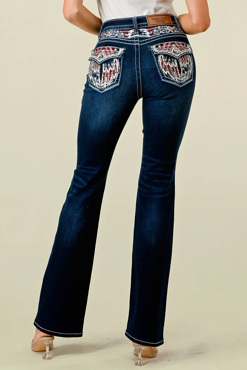 WT-701 BOOTCUT EMBROIDERED STRETCHY WOMEN'S BLING JEANS - WESTFIELD EAGLE