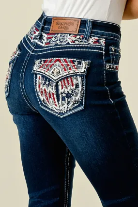 WT-701 BOOTCUT EMBROIDERED STRETCHY WOMEN'S BLING JEANS - WESTFIELD EAGLE