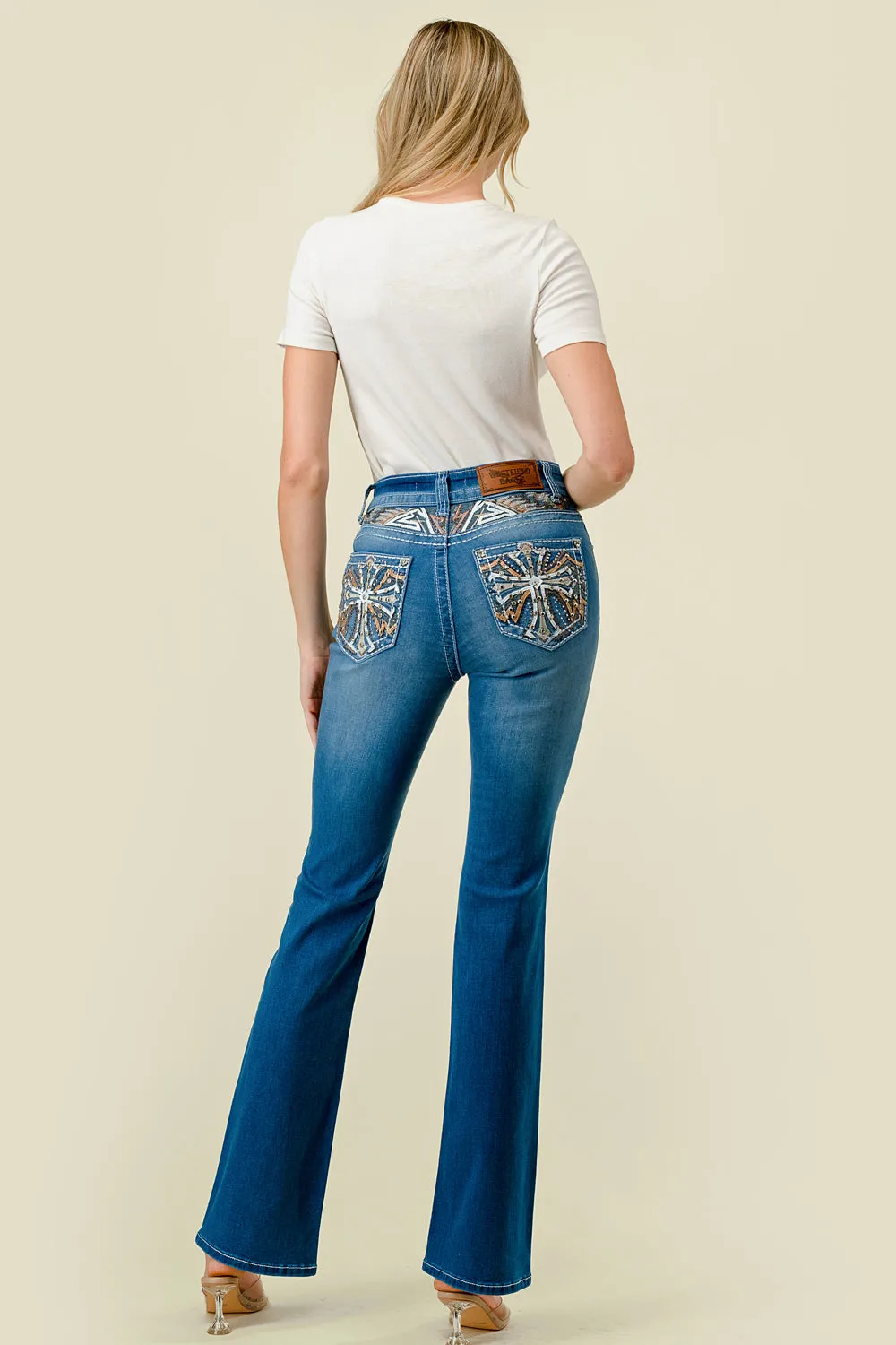 WT-713 BOOTCUT EMBROIDERED STRETCHY WOMEN'S BLING JEANS - WESTFIELD EAGLE